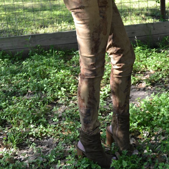 NEW leather brown tan gray‎ equestrian suede tie dyed cowgirl western XS - Picture 8 of 8